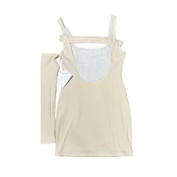 Revolve Not Yours To Keep Cream Ribbed Mini Dress NEW - Picture 2 of 5